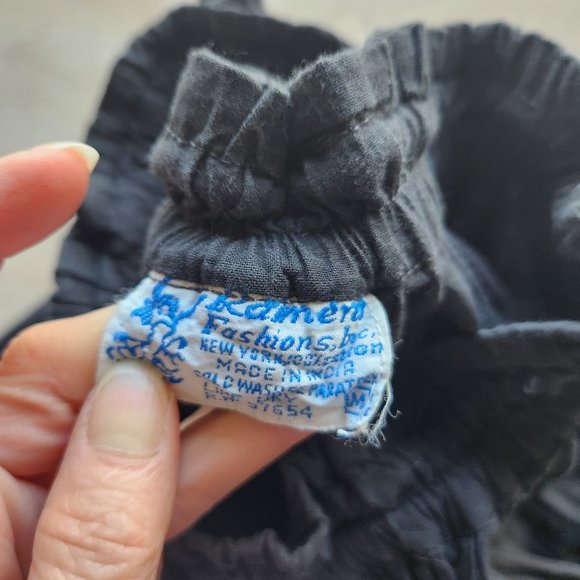 Vintage Raiment Fashions Embroidered A-Line Skirt Elastic Waist Pocket Black - Picture 10 of 10